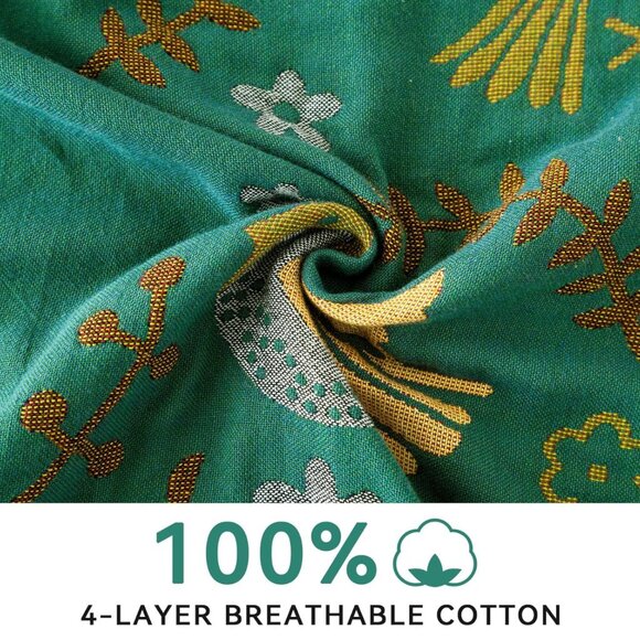Boho Cotton Throw Blanket Queen Full Green Multicolor Bird Floral 79x91 NIP - Picture 3 of 5